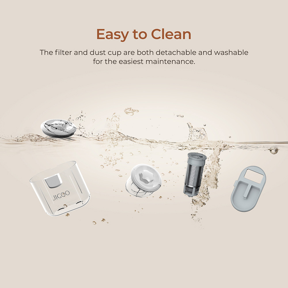 JIGOO T600 Dual-Cup Smart Mite Cleaner Bed Vacuum Cleaner with Aroma-Diffuser System, 700W 15KPa Suction, Dust Mite Sensor, UV Light, Ultrasonic Tech, 99.99% Mites Removal, US Plug - White