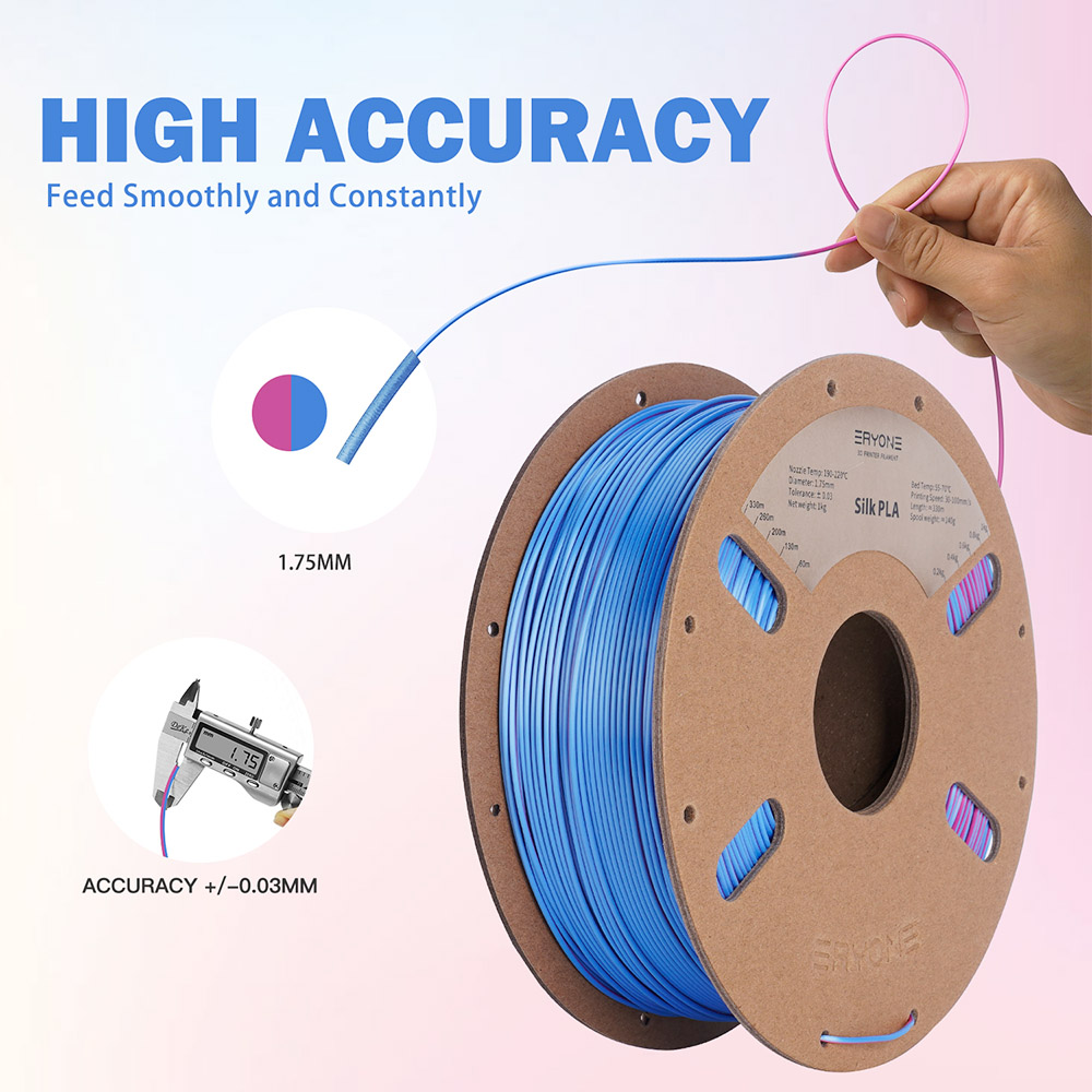 ERYONE Dual Color Silk PLA Filament 1kg - Rose Red & Light Blue