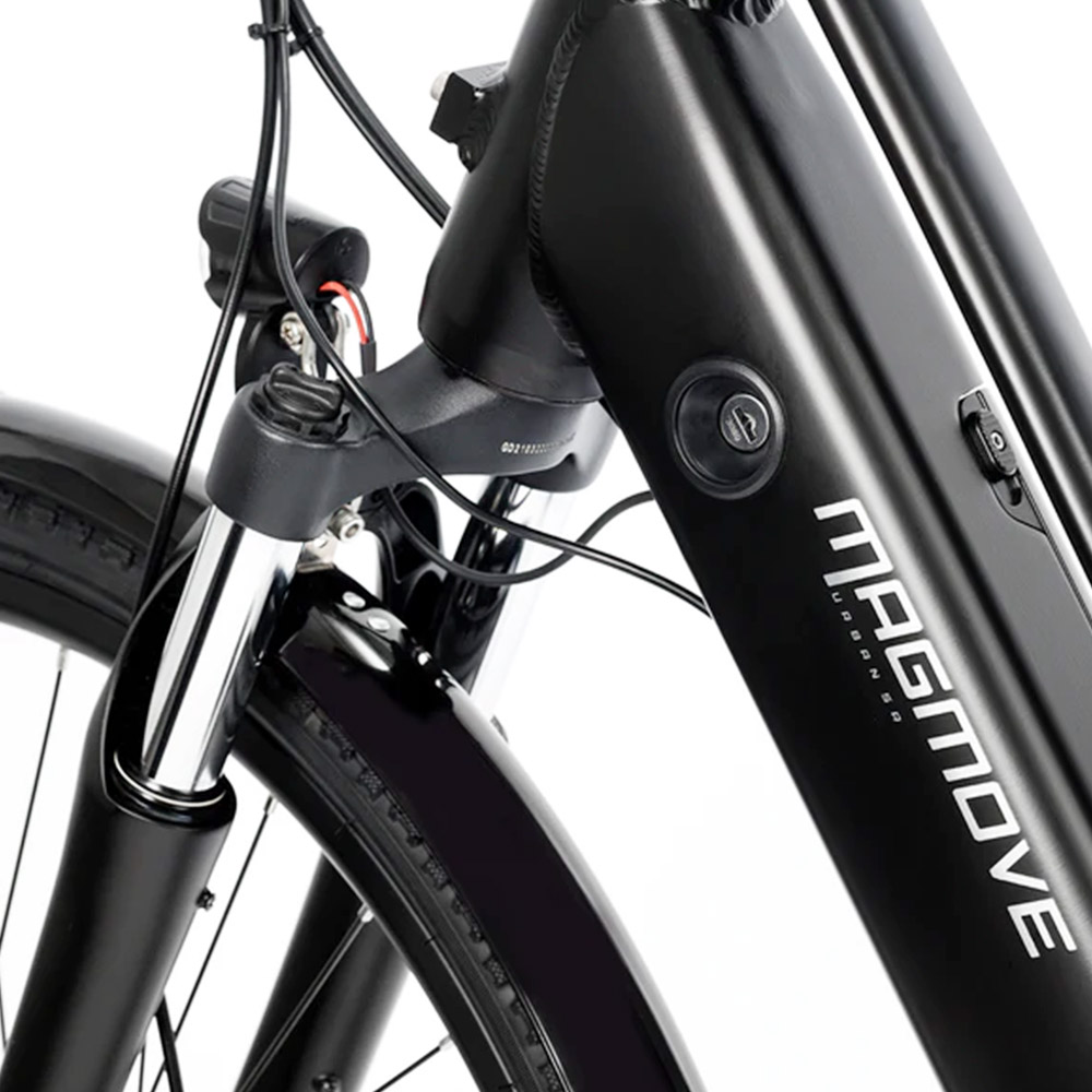 MAGMOVE CEH55M 28 Inch City Electric Bike Bafang Mid-Drive 250W Motor 25Km/h Speed 36V 13Ah LISHEN Detachable Battery 100KM Max Range 150KG Load Double Disc Brakes Shimano 8-Speed Gear Front Shock Absorption - Step Thru