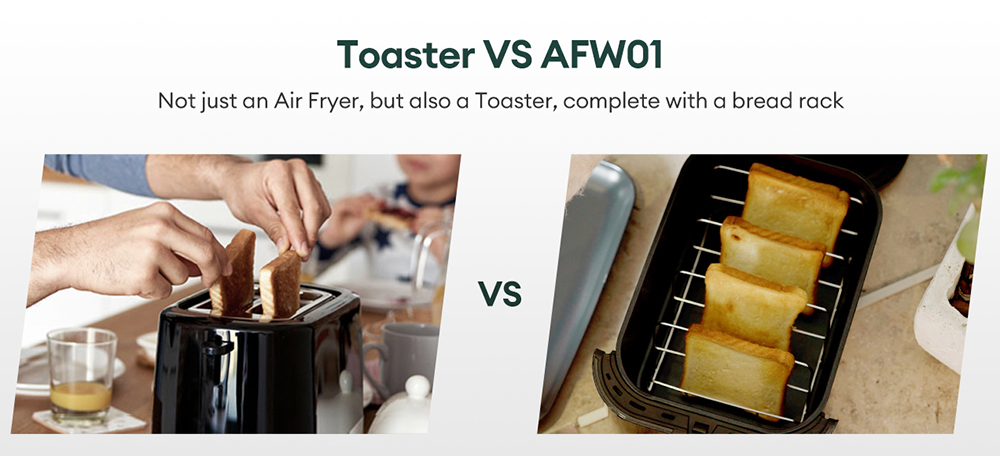 Chefree AFW01 6 in 1 Air Fryer Toaster, objem 5 l, výkon 1500 W, rýchla cirkulácia vzduchu, viditeľné okienko, dotykový LED displej, viac ako 100 receptov online