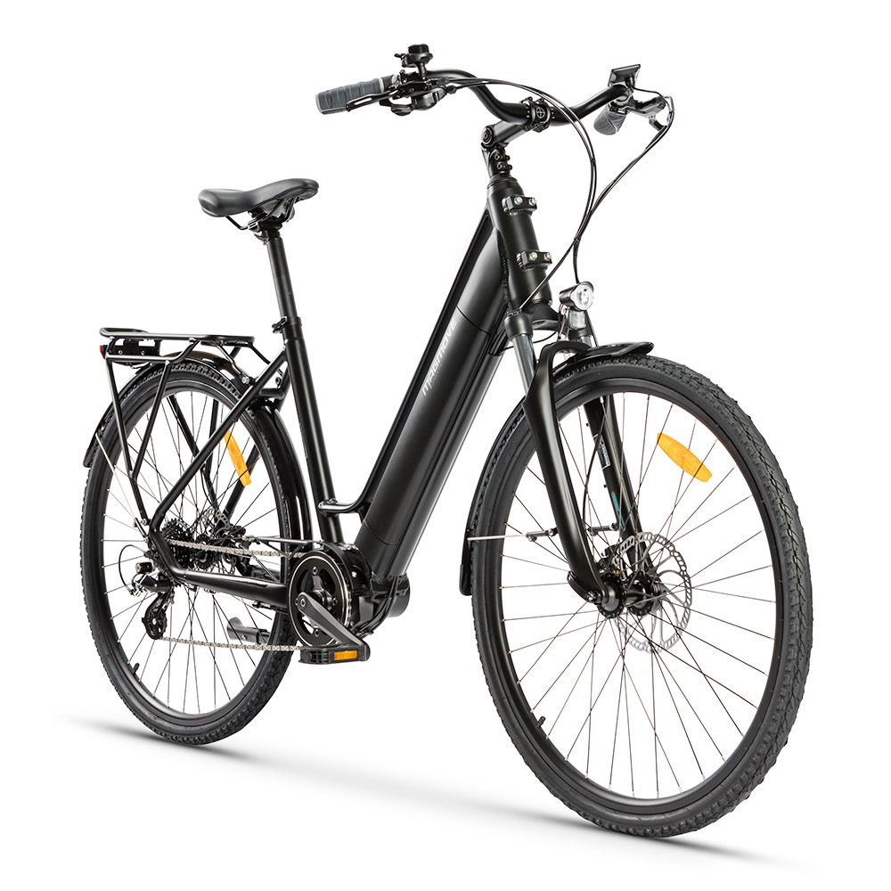 MAGMOVE CEH55M 28 Inch City Electric Bike Bafang Mid-Drive 250W Motor 25Km/h Speed 36V 13Ah LISHEN Detachable Battery 100KM Max Range 150KG Load Double Disc Brakes Shimano 8-Speed Gear Front Shock Absorption - Step Thru