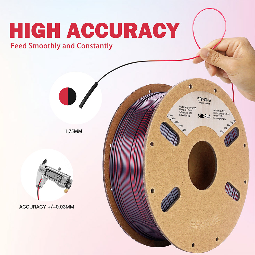 ERYONE Zweifarbiges Silk PLA-Filament 1 kg - Schwarz und Rot