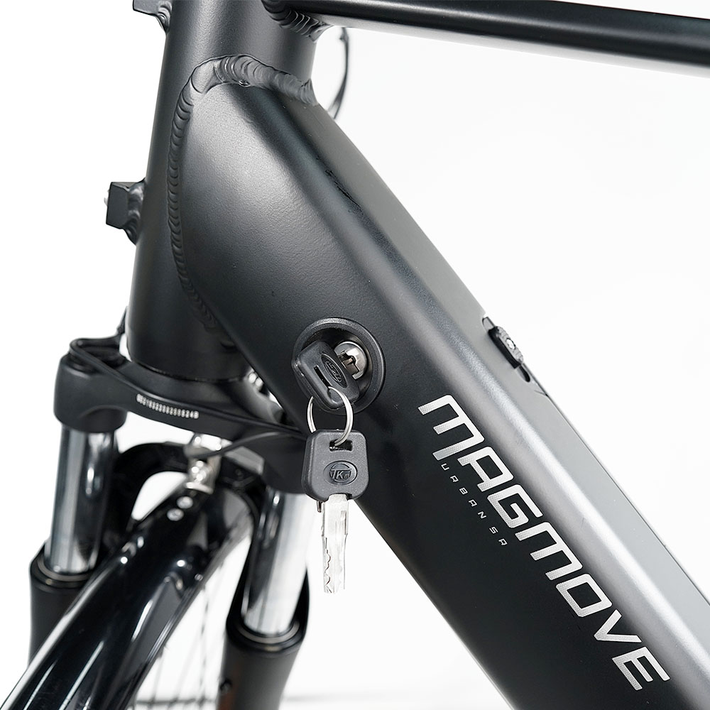 MAGMOVE CEH55M 28 Inch City Electric Bike Bafang Mid-Drive 250W Motor 25Km/h Speed 36V 13Ah LISHEN Detachable Battery 100KM Max Range 150KG Load Double Disc Brakes Shimano 8-Speed Gear Front Shock Absorption - Step Thru