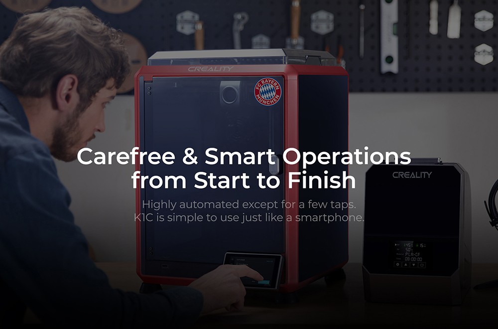 Creality K1C 3D Printer, 600mm/s Max Speed, Auto Leveling, AI Camera, Quick Swap Nozzle, All Metal Extruder, Prints Carbon Fiber, Air Filter and Silent Mode