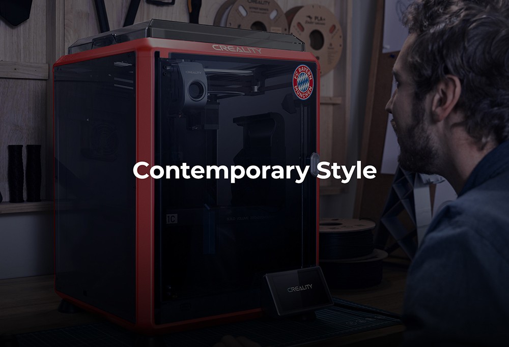 Creality K1C 3D Printer, 600mm/s Max Speed, Auto Leveling, AI Camera, Quick Swap Nozzle, All Metal Extruder, Prints Carbon Fiber, Air Filter and Silent Mode