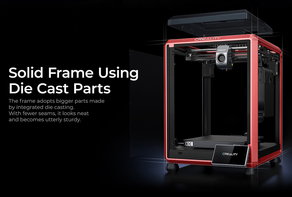 Creality K1C 3D Printer, 600mm/s Max Speed, Auto Leveling, AI Camera, Quick Swap Nozzle, All Metal Extruder, Prints Carbon Fiber, Air Filter and Silent Mode