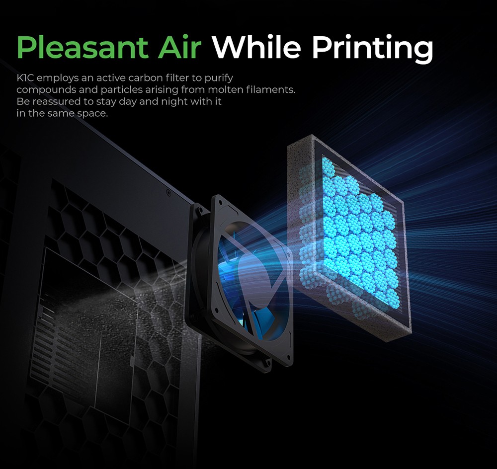 Creality K1C 3D Printer, 600mm/s Max Speed, Auto Leveling, AI Camera, Quick Swap Nozzle, All Metal Extruder, Prints Carbon Fiber, Air Filter and Silent Mode