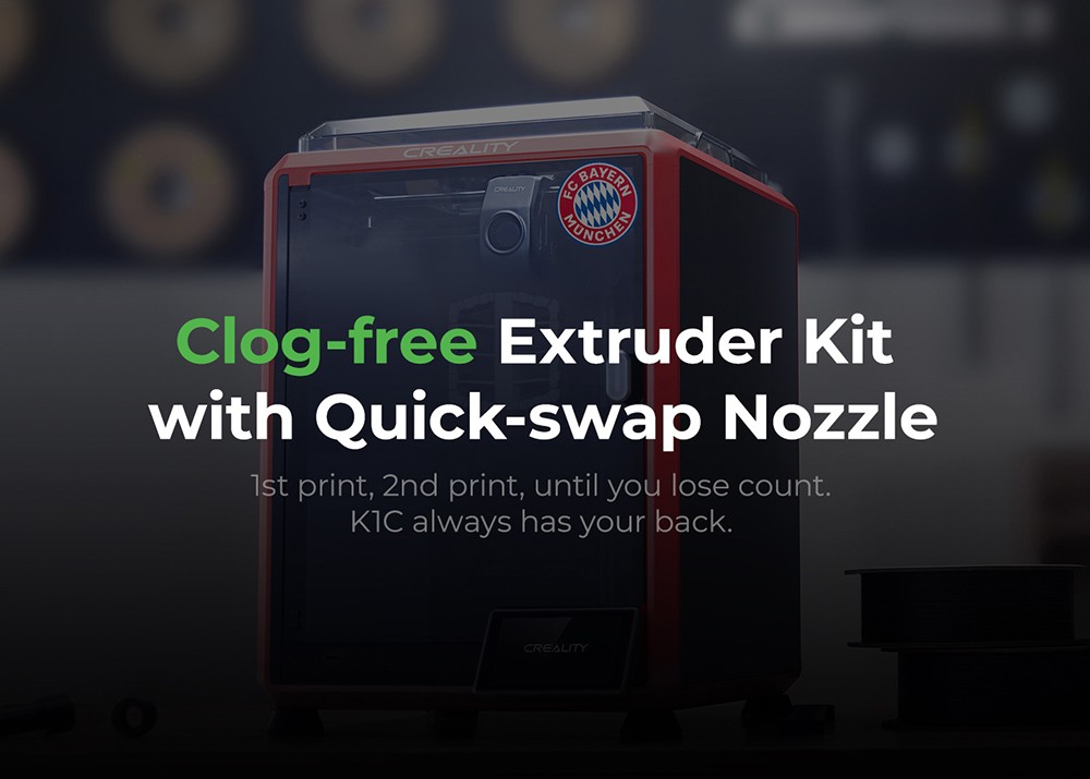 Creality K1C 3D Printer, 600mm/s Max Speed, Auto Leveling, AI Camera, Quick Swap Nozzle, All Metal Extruder, Prints Carbon Fiber, Air Filter and Silent Mode
