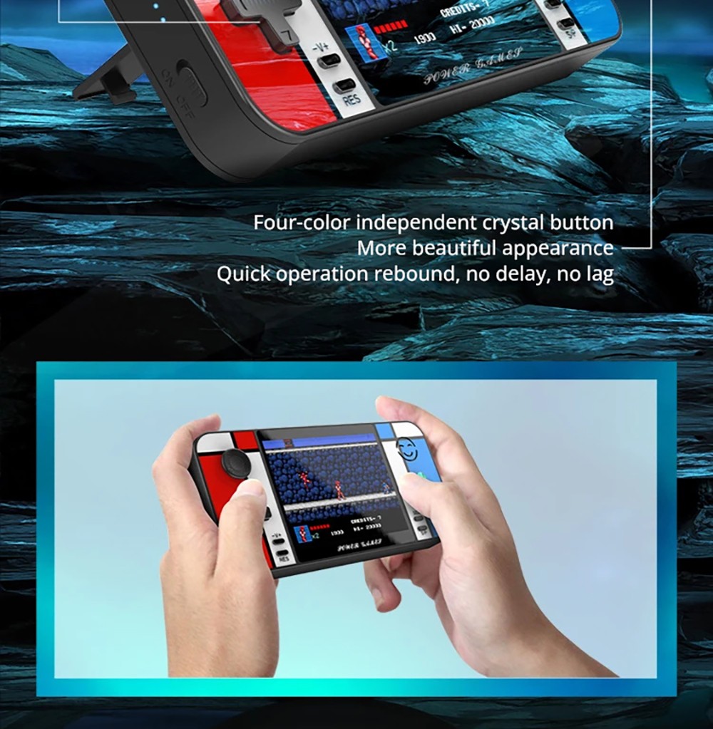 D41 2-in-1 Handheld Game Console Power Bank, 3.5 inch LCD Screen, 500 Games, Built-in USB Cable and 3 Date Cables for Mobile Phone Charging, Support Dual Gamepads Connection and HD Output, 8000mAh Battery - White+Red+Blue