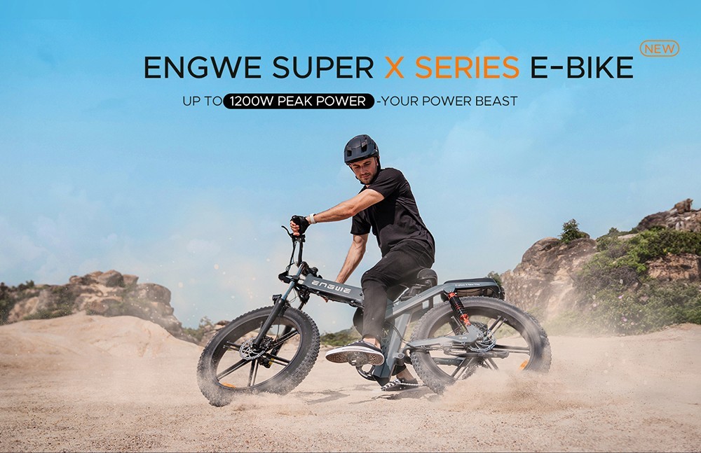 ENGWE X24 Electric Bike 24*4.0 inch Fat Tire 50km/h Max Speed 48V 1000W Motor 19.2Ah batéria pre 100km dojazd 150kg zaťaženie Shimano 8-rýchlostné duálne hydraulické kotúčové brzdy - čierne