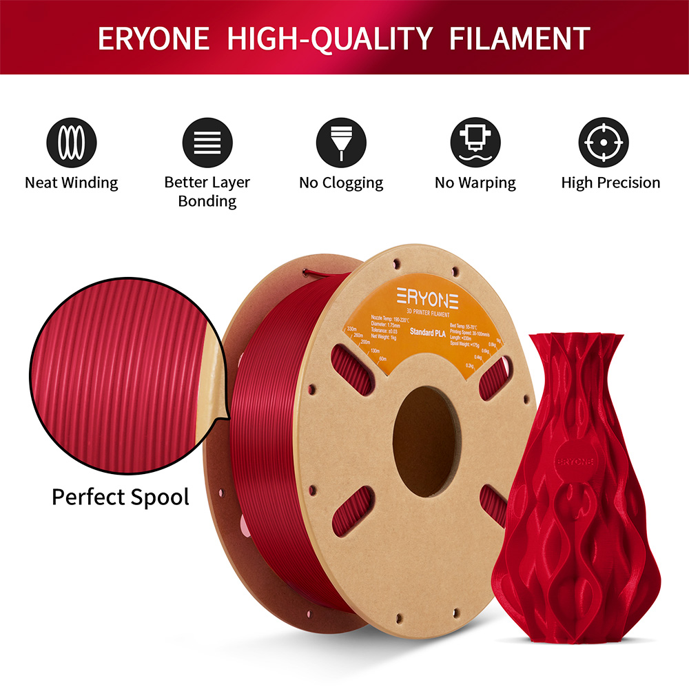 Eryone Standard PLA Filament 1kg - Rose Red