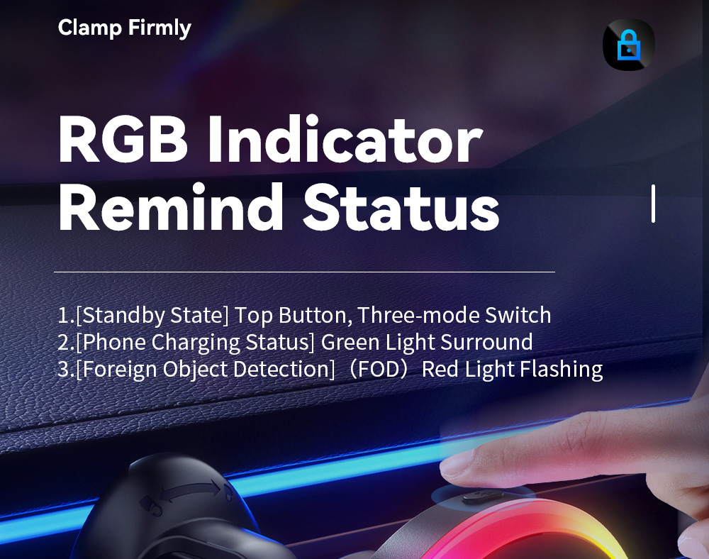 ESSAGER 15W RGB Magnetic Wireless Charger Car Holder, for iPhone 15 14 Pro Max Samsung Xiaomi Smartphone