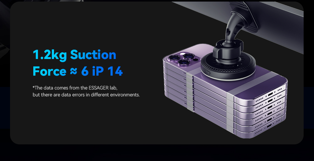 ESSAGER 15W RGB Magnetic Wireless Charger Car Holder, for iPhone 15 14 Pro Max Samsung Xiaomi Smartphone