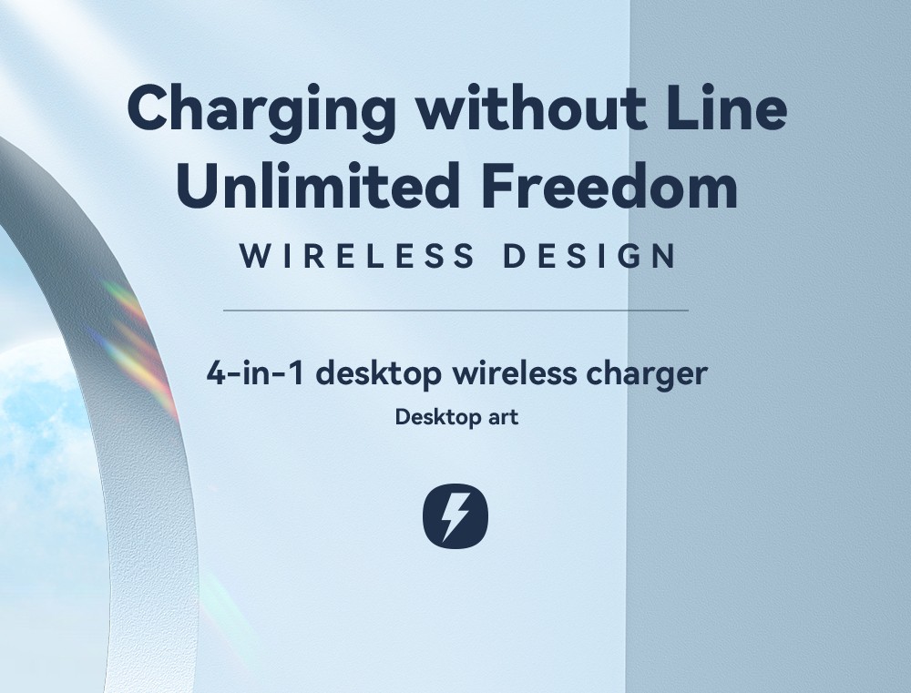 ESSAGER 4 in 1 Desktop Wireless Charger Phone Stand, PD 15W Fast Charging, for iPhone 15 / Huawei / Samsung / Apple Watch Pencil / Airpods
