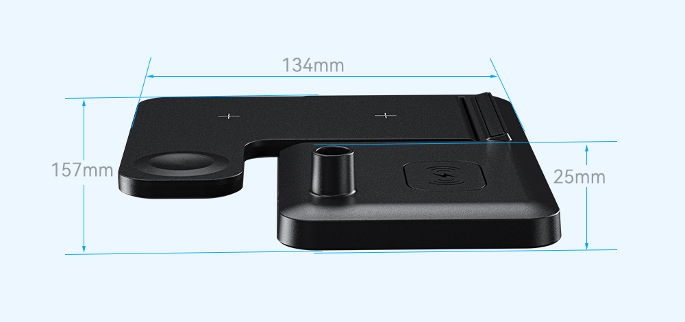 ESSAGER 4 in 1 Desktop Wireless Charger Phone Stand, PD 15W Fast Charging, for iPhone 15 / Huawei / Samsung / Apple Watch Pencil / Airpods