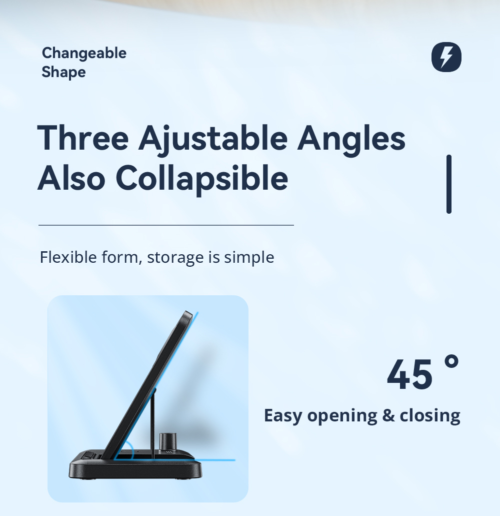 ESSAGER 4 in 1 Desktop Wireless Charger Phone Stand, PD 15W Fast Charging, for iPhone 15 / Huawei / Samsung / Apple Watch Pencil / Airpods