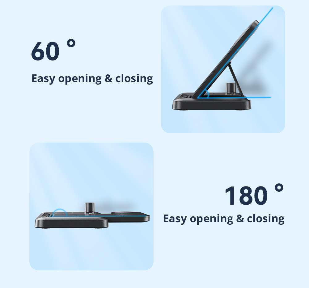 ESSAGER 4 in 1 Desktop Wireless Charger Phone Stand, PD 15W Fast Charging, for iPhone 15 / Huawei / Samsung / Apple Watch Pencil / Airpods