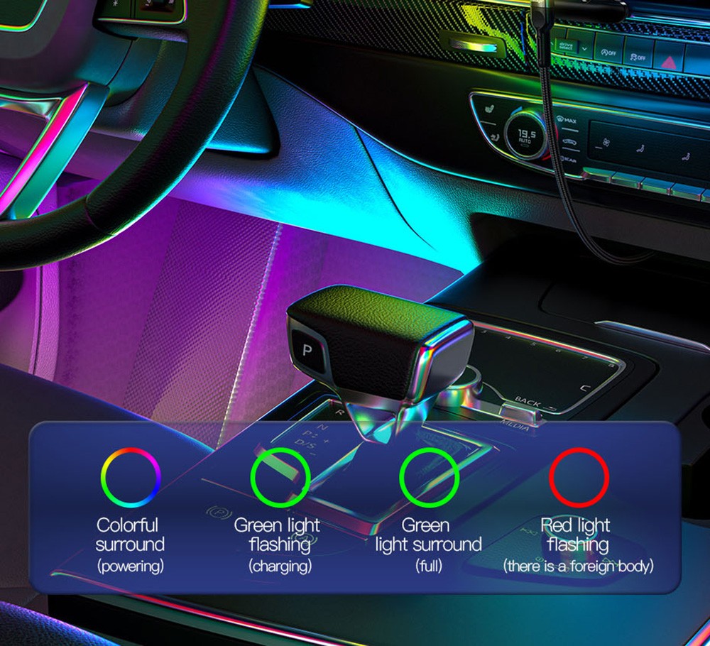ESSAGER Qi 15W RGB Magnetic Car Phone Holder Wireless Charger for iPhone 14 13 Pro Max Samsung Universal - Air Outlet Type