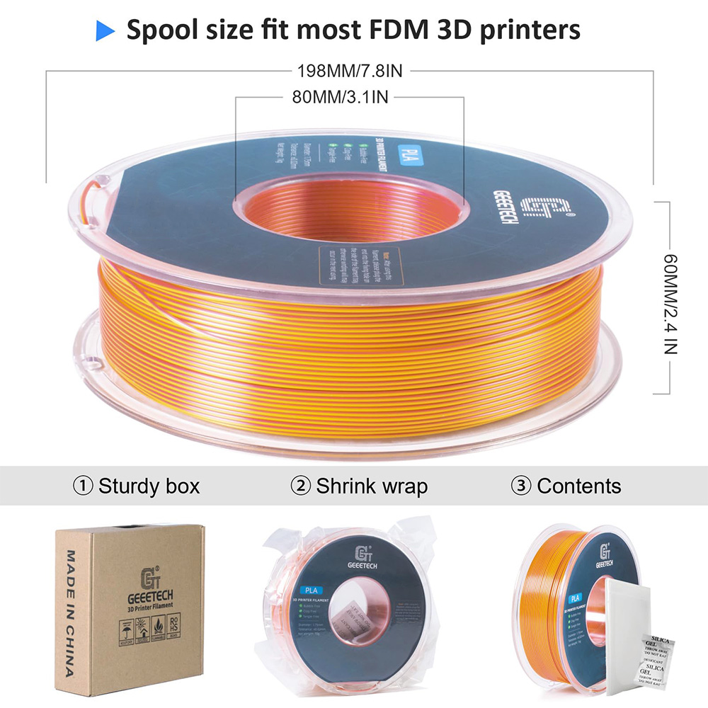 Geeetech Dual Color Silk PLA Filament 1 kg - zlatý a medený