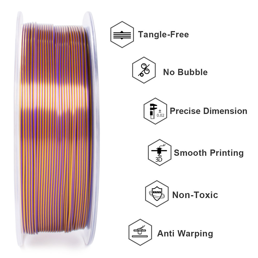 Geeetech Dual Color Silk PLA Filament 1kg - zlatý a fialový