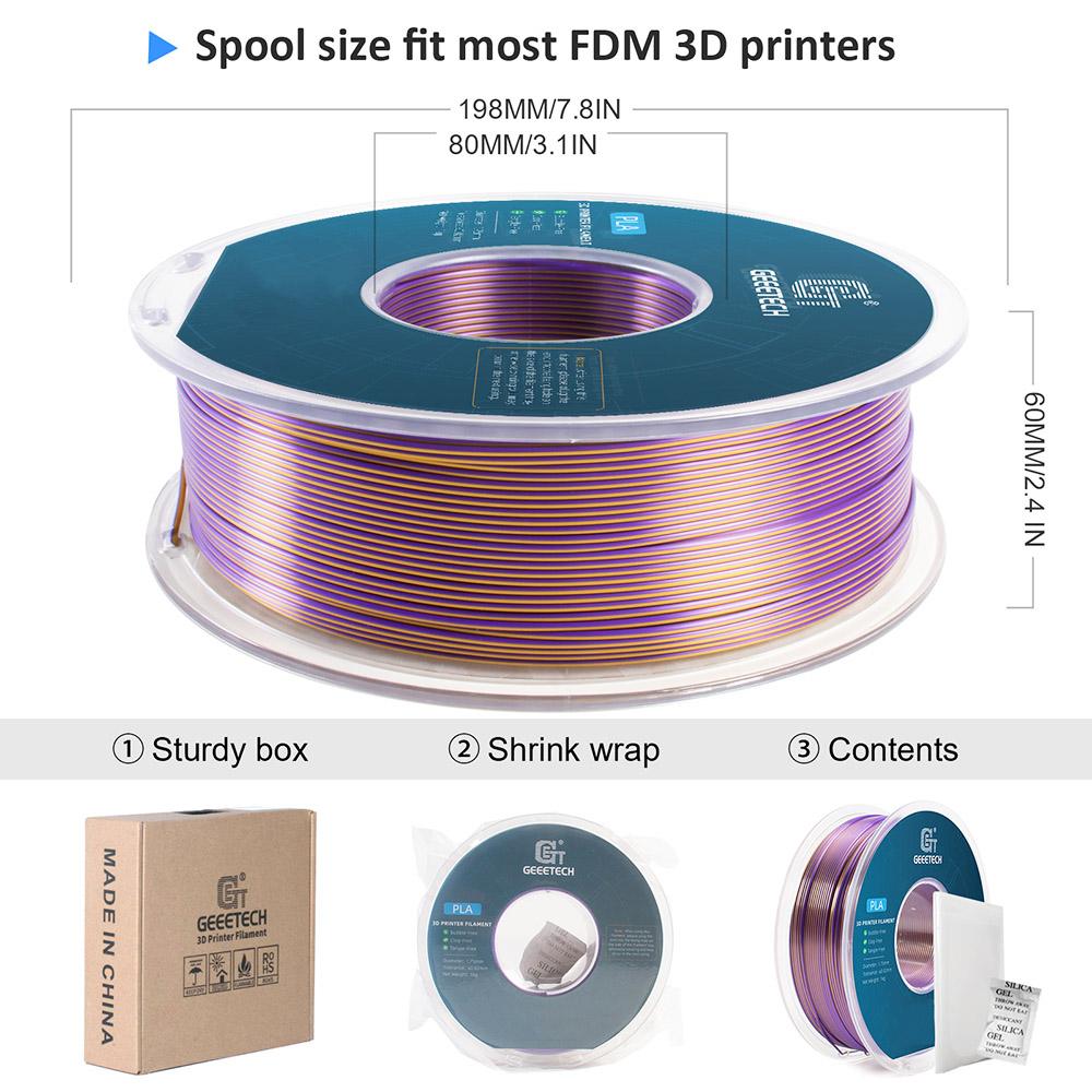 Geeetech Dual Color Silk PLA Filament 1 kg - zlatý a fialový