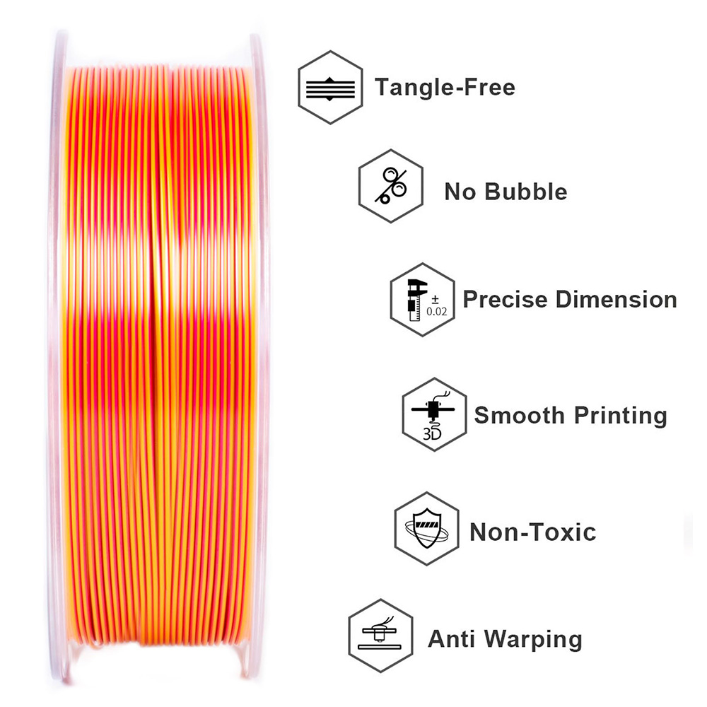 Geeetech Dual Color Silk PLA Filament 1kg - zlatý a červený