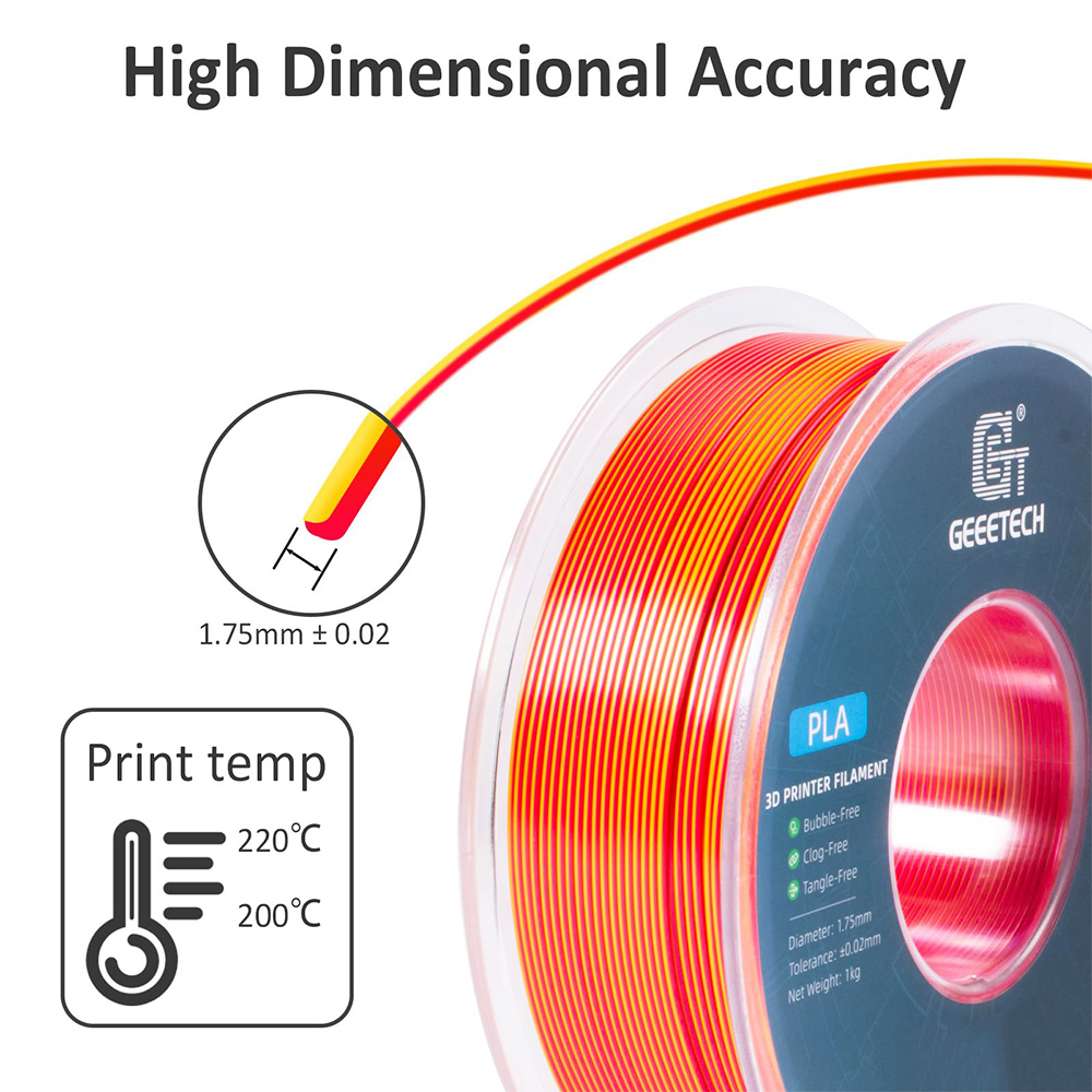 Geeetech Dual Color Silk PLA Filament 1 kg - zlatý a červený