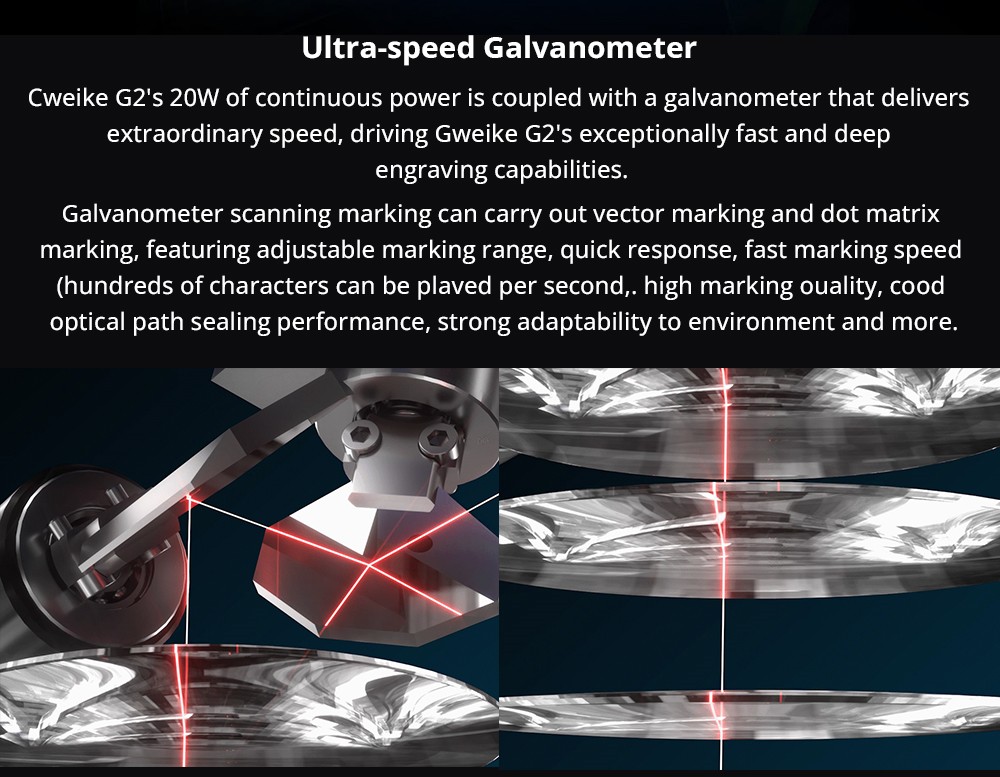 Gweike G2 20W Laser Engraver Manual Lift Edition, Max 15000mm/s Engraving Speed, 0.001mm Accuracy, HD 8K Resolution, Air Cooling, Android/iOS App Connection, 110x110mm