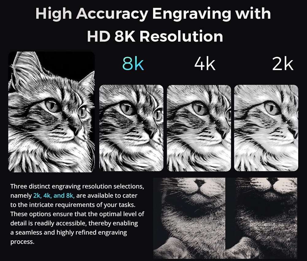 Gweike G2 20W Laser Engraver Manual Lift Edition, Max 15000mm/s Engraving Speed, 0.001mm Accuracy, HD 8K Resolution, Air Cooling, Android/iOS App Connection, 110x110mm