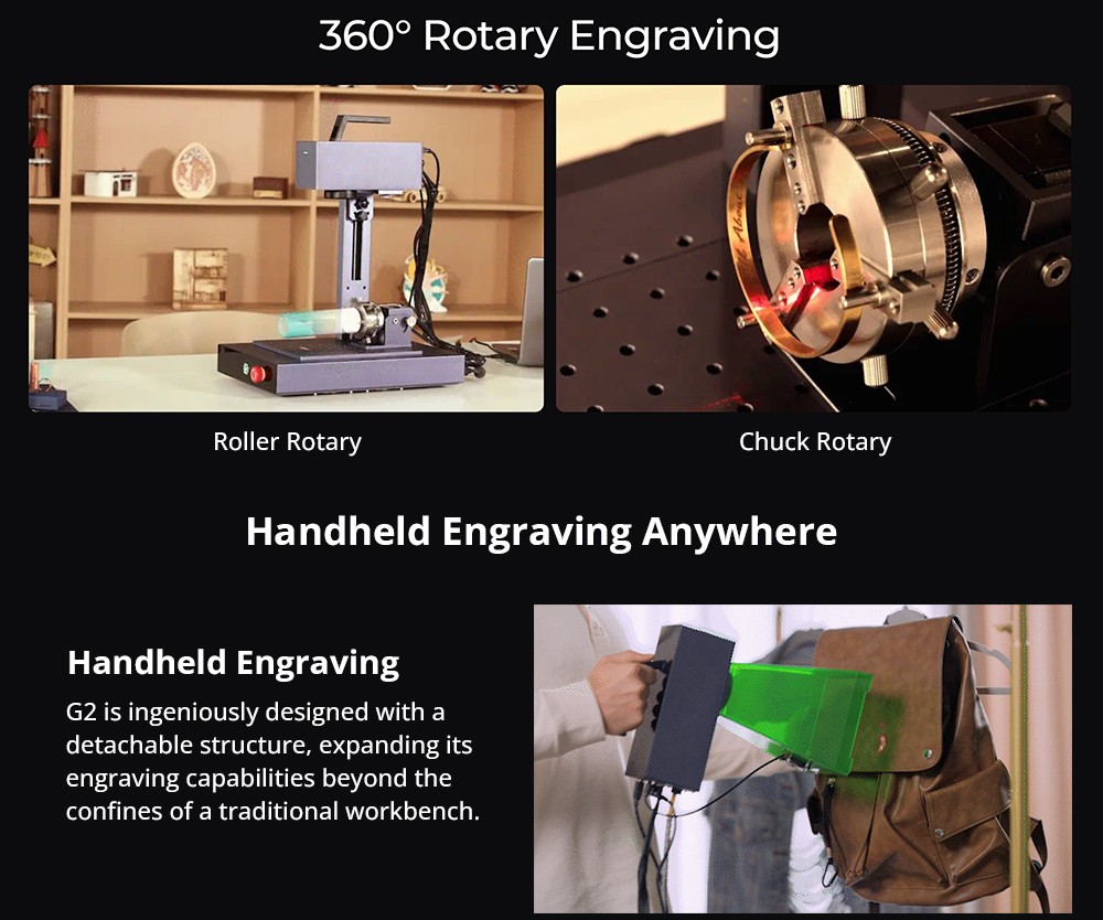 Gweike G2 20W Laser Engraver Manual Lift Edition, Max 15000mm/s Engraving Speed, 0.001mm Accuracy, HD 8K Resolution, Air Cooling, Android/iOS App Connection, 110x110mm