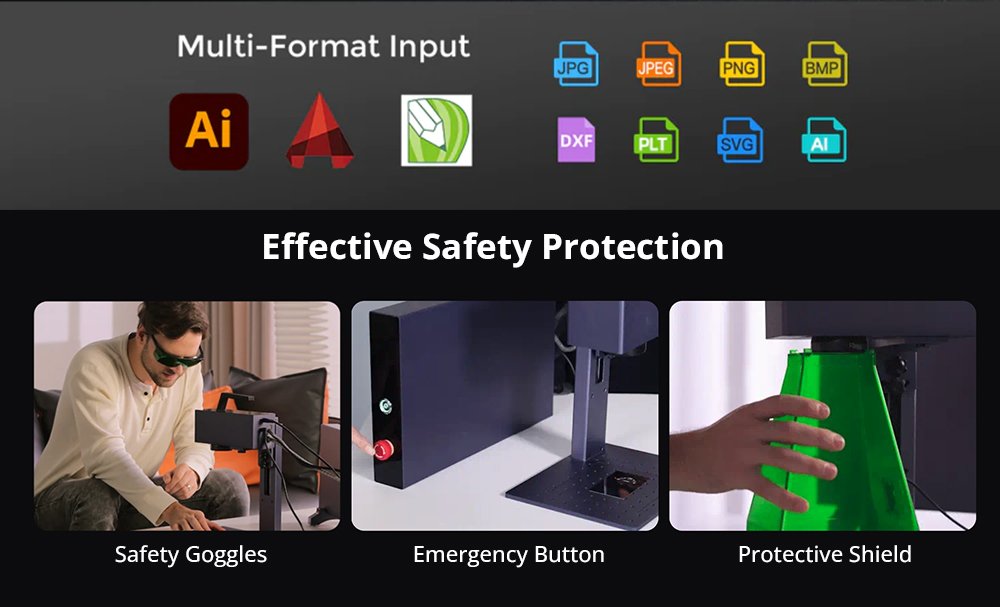 Gweike G2 20W Laser Engraver Manual Lift Edition, Max 15000mm/s Engraving Speed, 0.001mm Accuracy, HD 8K Resolution, Air Cooling, Android/iOS App Connection, 110x110mm