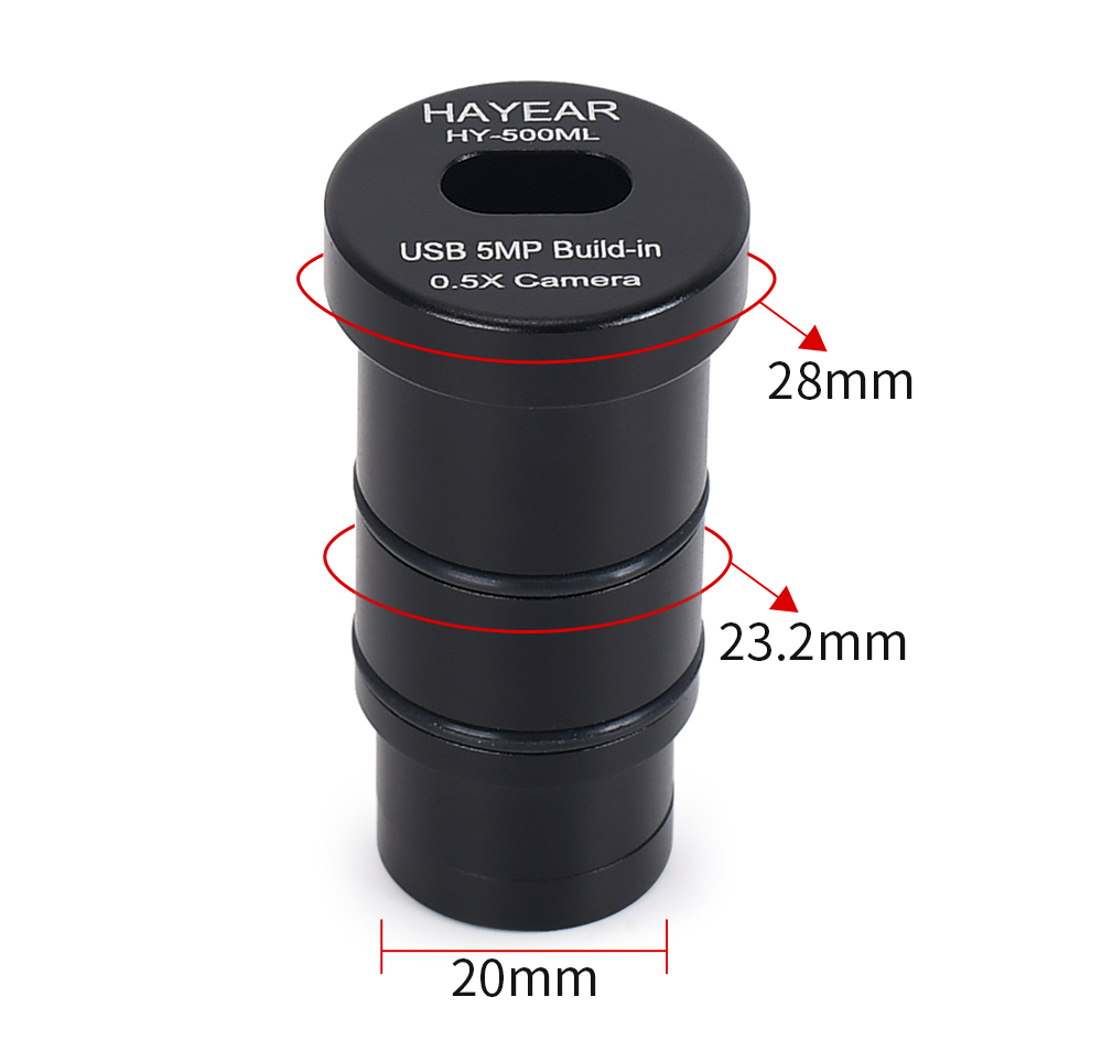 HAYEAR 5MP Type-C USB2.0 Microscope Camera Built-in 0.5X Ocular Adapter HD Electronic Digital Eyepiece for Stereo Biological Microscope