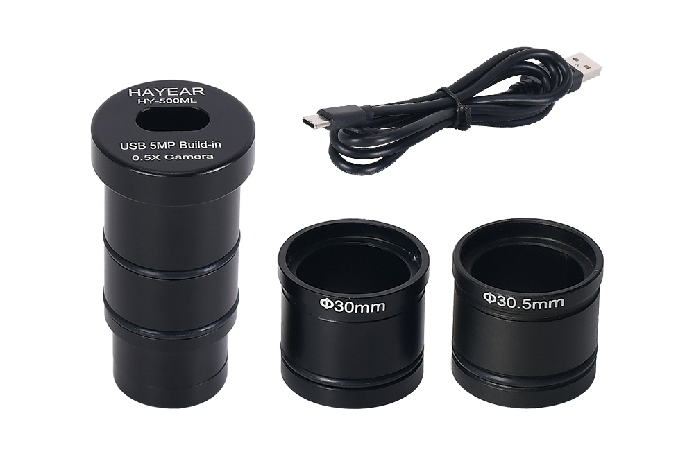 HAYEAR 5MP Type-C USB2.0 Microscope Camera Built-in 0.5X Ocular Adapter HD Electronic Digital Eyepiece for Stereo Biological Microscope