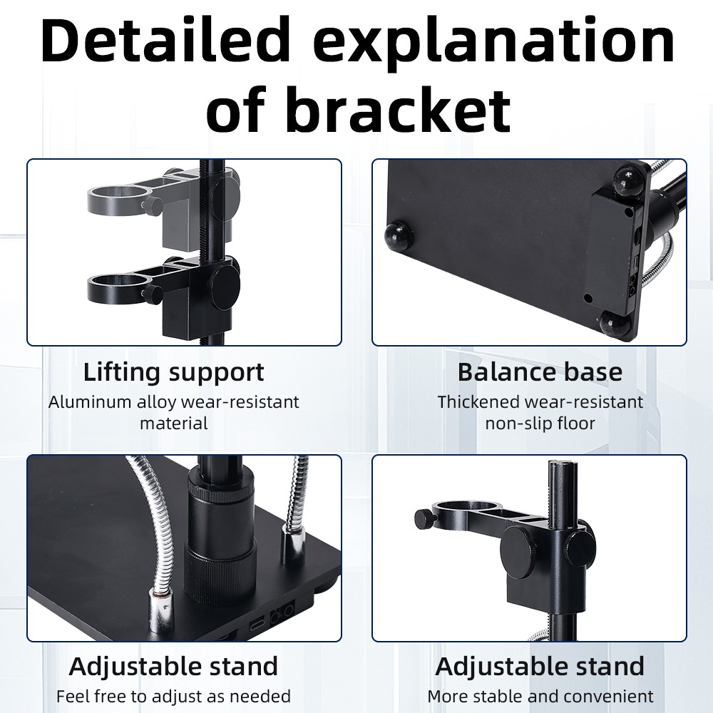 HAYEAR HDMI Microscope Camera Kit, 10.1 inch LCD Monitor, 130X C Mount Lens, LED Light Adjustable Stand - EU Plug