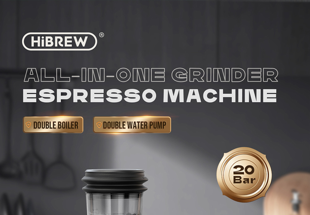 Kávovar HiBREW H7A Espresso, tlak 20 barov, systém dvoch kotlov, 30 úrovní mletia, kapacita 250 g kávových zŕn, LCD dotykový displej