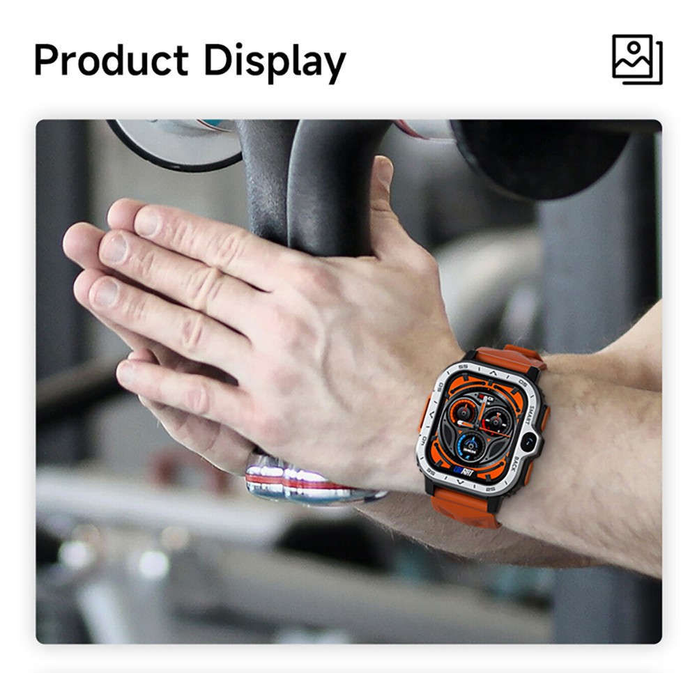 LOKMAT APPLLP 4 MAX Android Smartwatch Fitness Tracker, 2.02'' TFT Touch Screen, 4GB RAM 64GB ROM, Dual Camera - Orange