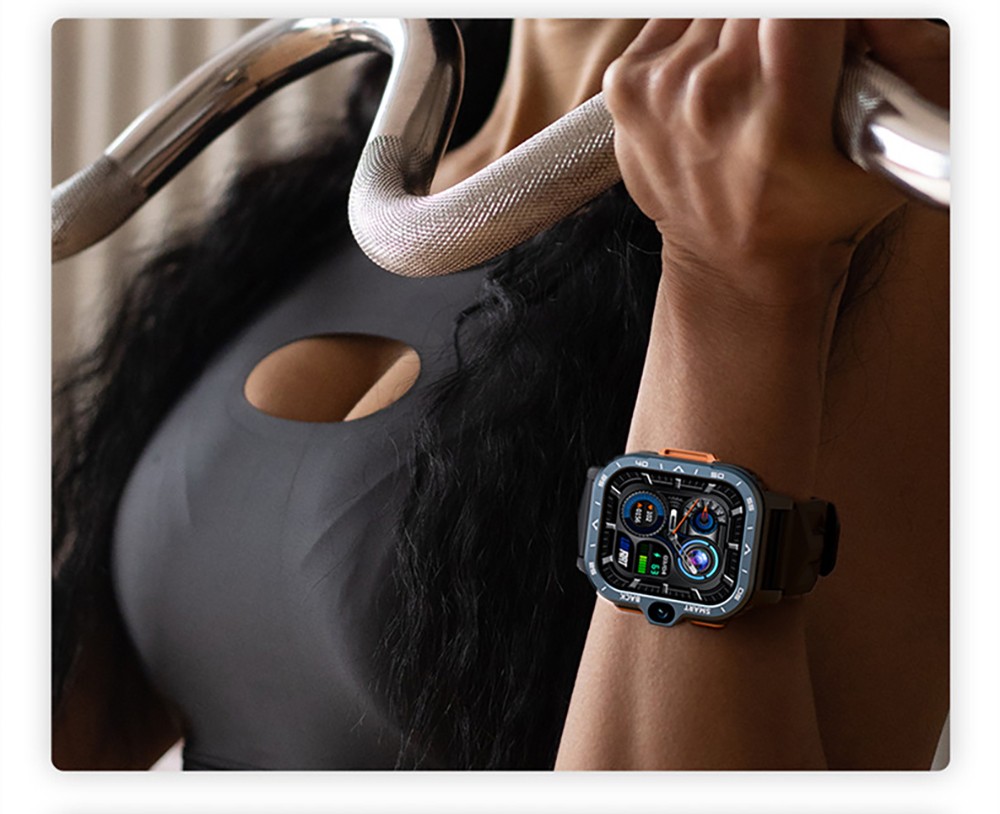 LOKMAT APPLLP 4 MAX Android Smartwatch Fitness Tracker, 2.02'' TFT Touch Screen, 4GB RAM 64GB ROM, Dual Camera - Orange