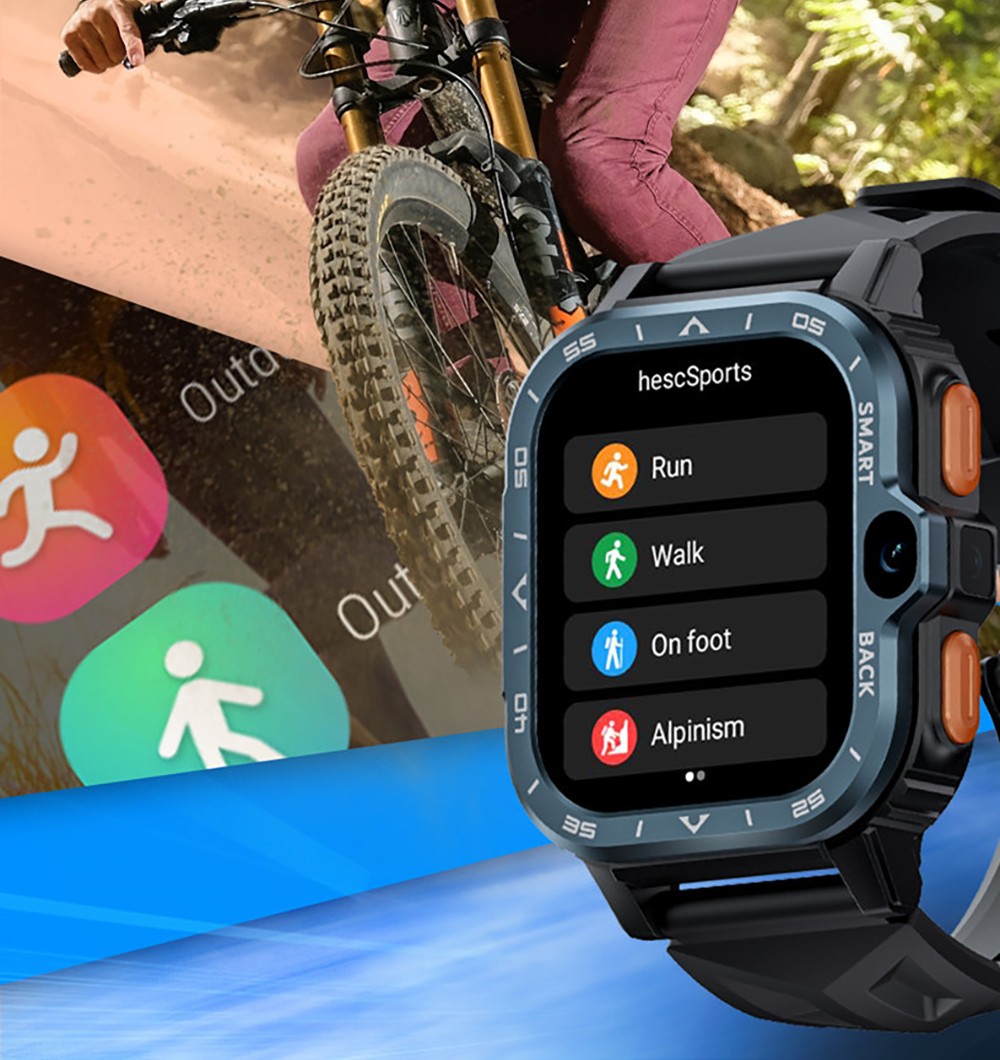 LOKMAT APPLLP 4 MAX Android Smartwatch Fitness Tracker, 2.02'' TFT Touch Screen, 4GB RAM 64GB ROM, Dual Camera - Orange