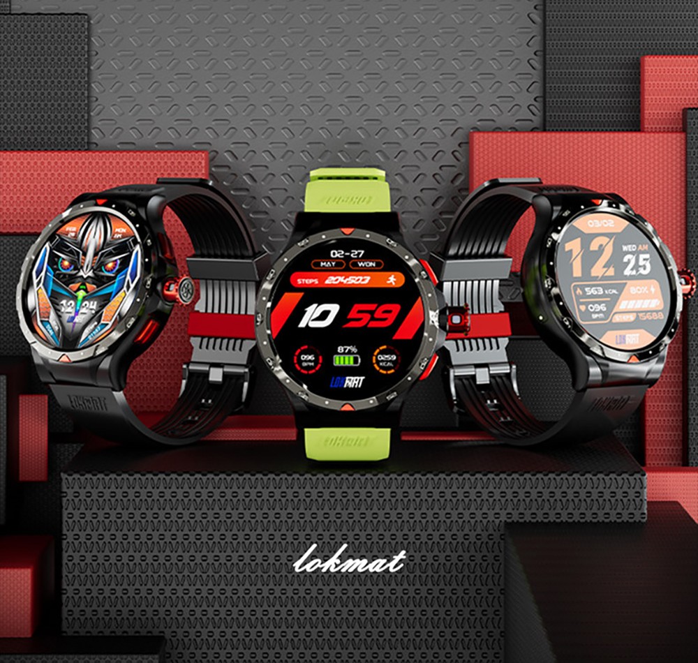 LOKMAT APPLLP 5 Pro Smartwatch, 1.43'' HD Screen, 4G Network Calling, 4GB RAM 64GB ROM, Heart Rate Blood Oxygen Monitor - Black