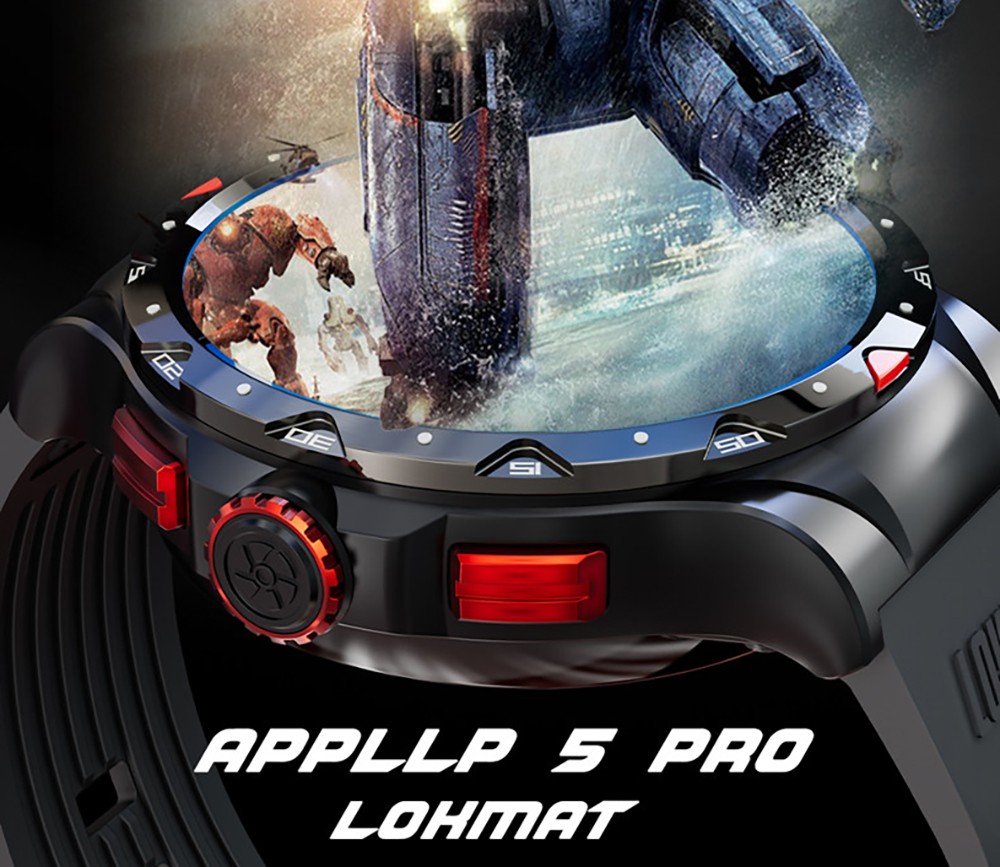 LOKMAT APPLLP 5 Pro Smartwatch, 1.43'' HD Screen, 4G Network Calling, 4GB RAM 64GB ROM, Heart Rate Blood Oxygen Monitor - Black