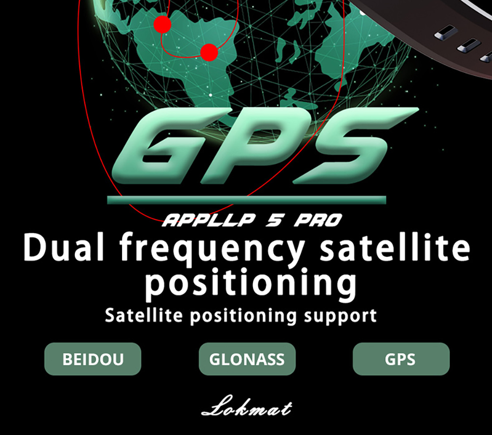 LOKMAT APPLLP 5 Pro Smartwatch, 1.43'' HD Screen, 4G Network Calling, 4GB RAM 64GB ROM, Heart Rate Blood Oxygen Monitor - Black