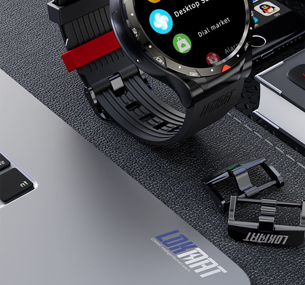 LOKMAT APPLLP 5 Pro Smartwatch, 1.43'' HD Screen, 4G Network Calling, 4GB RAM 64GB ROM, Heart Rate Blood Oxygen Monitor - Black