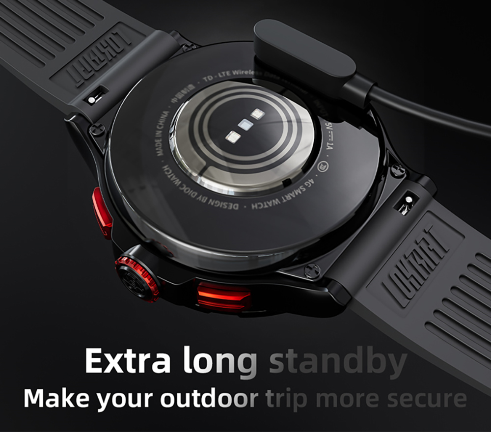 LOKMAT APPLLP 5 Pro Smartwatch, 1.43'' HD Screen, 4G Network Calling, 4GB RAM 64GB ROM, Heart Rate Blood Oxygen Monitor - Black