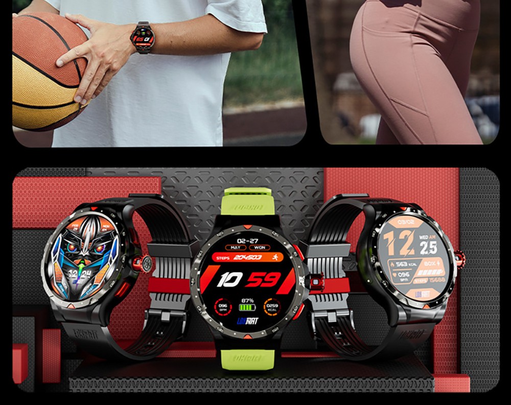 LOKMAT APPLLP 5 Pro Smartwatch, 1.43'' HD Screen, 4G Network Calling, 4GB RAM 64GB ROM, Heart Rate Blood Oxygen Monitor - Black