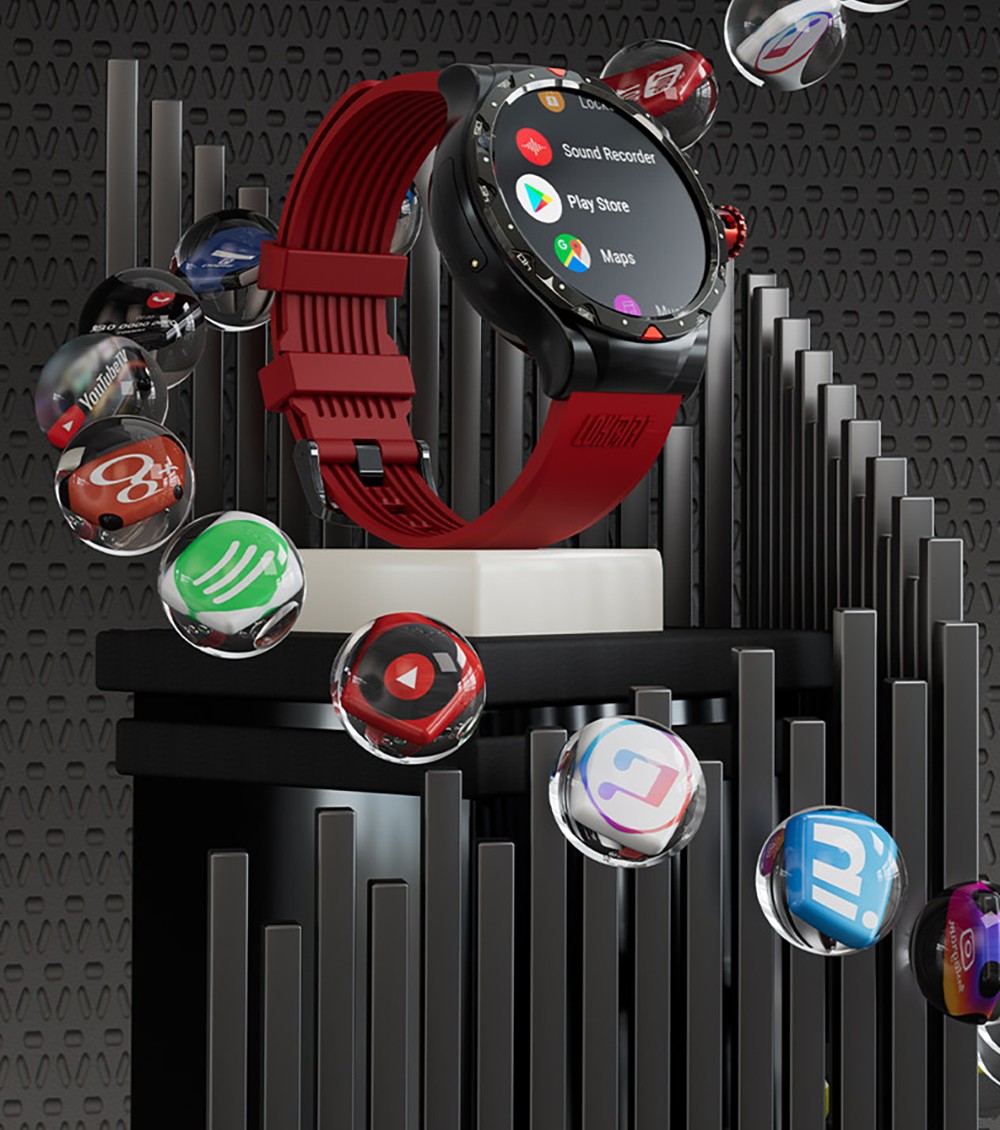 LOKMAT APPLLP 5 Pro Smartwatch, 1.43'' HD Screen, 4G Network Calling, 4GB RAM 64GB ROM, Heart Rate Blood Oxygen Monitor - Black