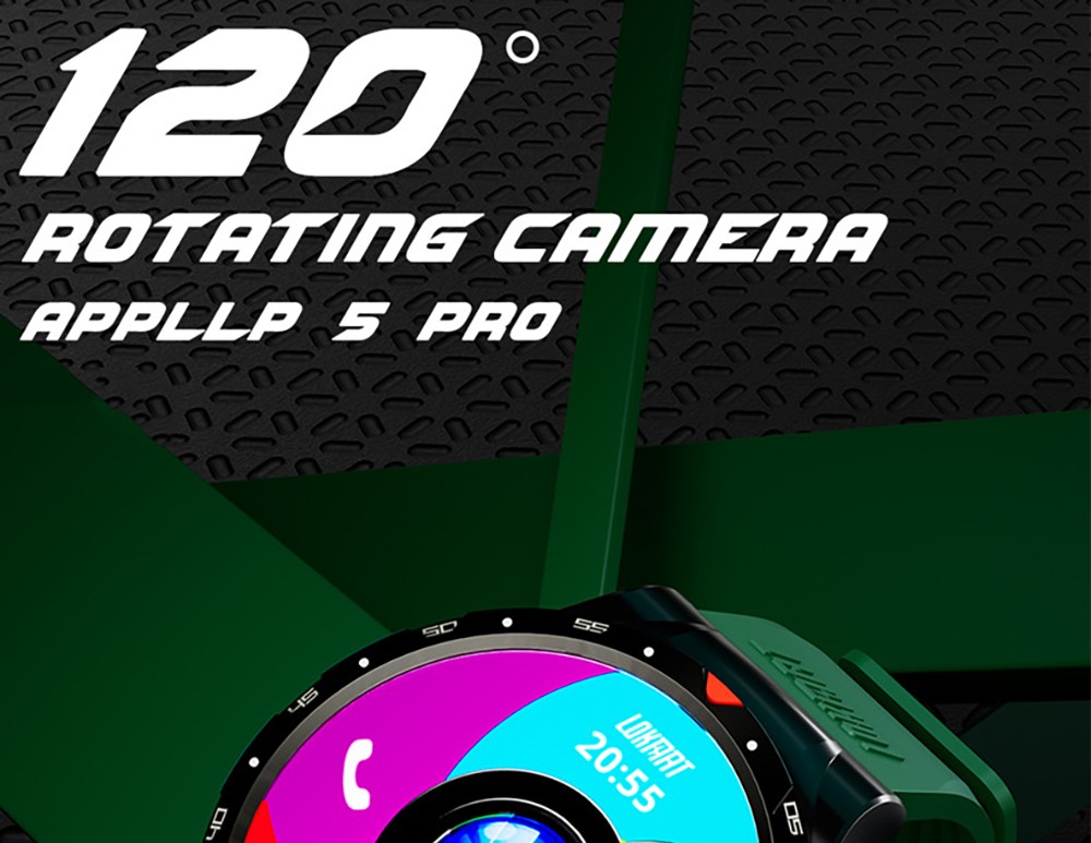 LOKMAT APPLLP 5 Pro Smartwatch, 1.43'' HD Screen, 4G Network Calling, 4GB RAM 64GB ROM, Heart Rate Blood Oxygen Monitor - Black