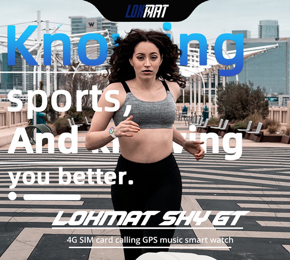 LOKMAT SKY GT Smartwatch Heart Rate Monitor, 1.43'' AMOLED LCD Screen, 4G Calling, Bluetooth 5.0, GPS Position - Black
