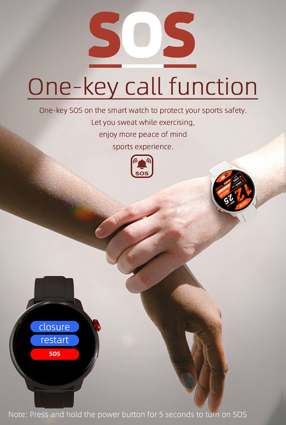 LOKMAT SKY GT Smartwatch Heart Rate Monitor, 1.43'' AMOLED LCD Screen, 4G Calling, Bluetooth 5.0, GPS Position - Black