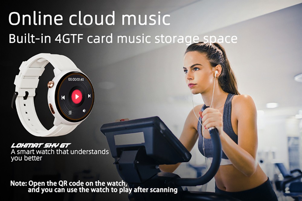 LOKMAT SKY GT Smartwatch Heart Rate Monitor, 1.43'' AMOLED LCD Screen, 4G Calling, Bluetooth 5.0, GPS Position - Black