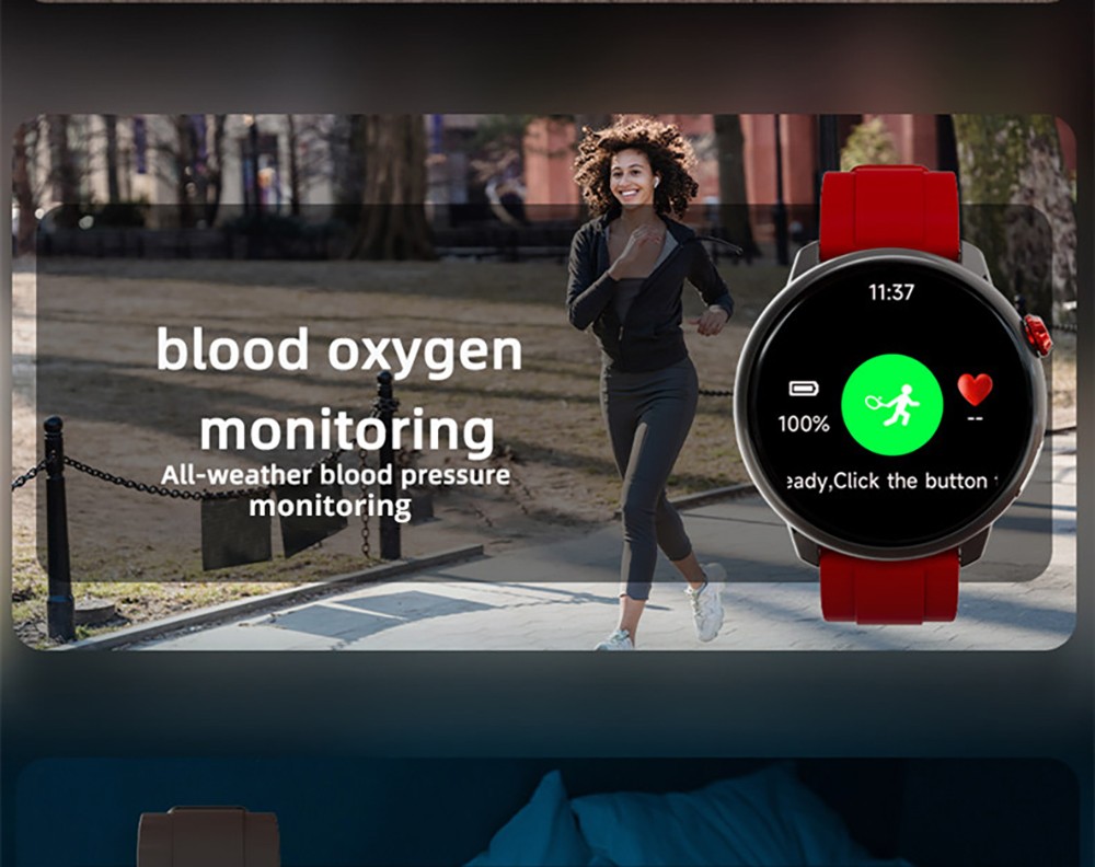 LOKMAT SKY GT Smartwatch Heart Rate Monitor, 1.43'' AMOLED LCD Screen, 4G Calling, Bluetooth 5.0, GPS Position - Black